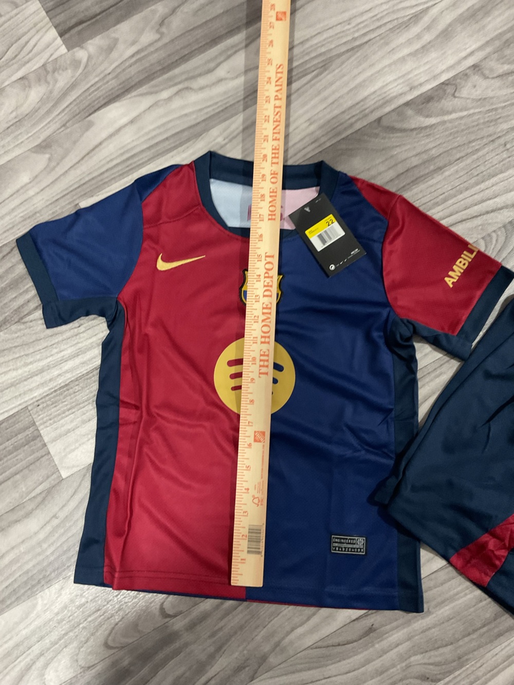 Nike Kids Red and Blue Soccer Jersey with Yellow Accents